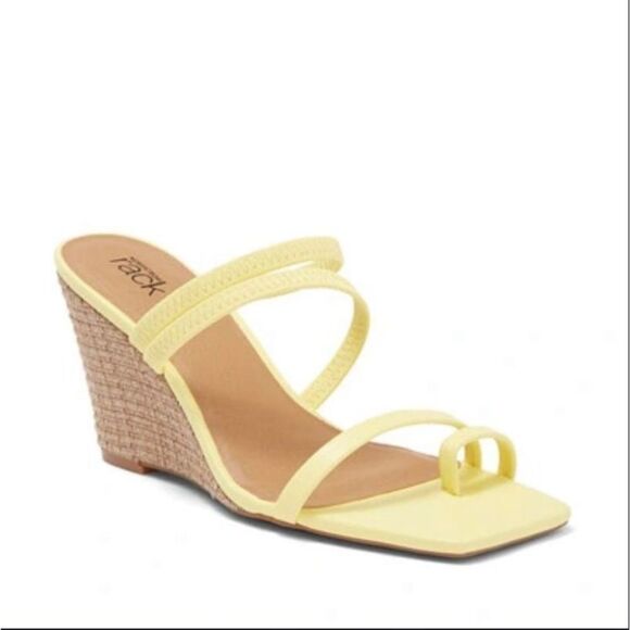 Nordstrom Rack Roma Women’s Daffodil Yellow Strappy Wedge Slip-On Sandal Size 12 - Picture 1 of 15